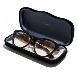 Gucci Tortoise Shell Eyeglasses Frames Case Glasses Cleaning Cloth